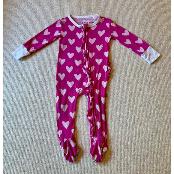 Little Bum Bums Bamboo Bums & Roses Zippy Bamboo Pink Hearts Size 9-12 Month - Picture 4 of 4